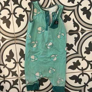 Rags to Raches Teal and White Kids One Piece